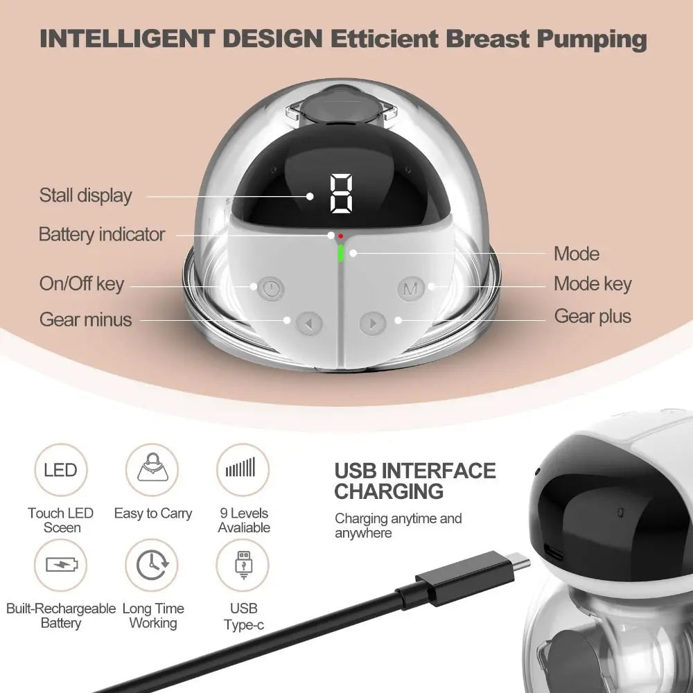 Wearable Wireless Electric Breast Pump – Hands-Free Silicone