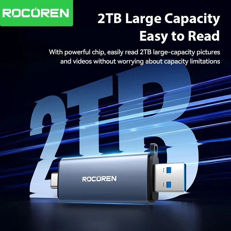 Rocoren 2-in-1 USB 3.0 Card Reader USB-A & USB-C SD/TF 2TB