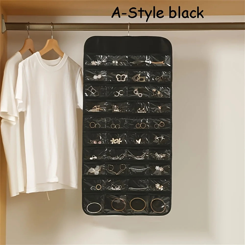 Double-Sided Hanging Jewelry Organizer Bag | Foldable Storage