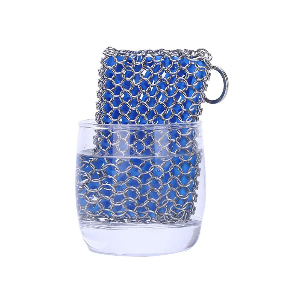 Stainless Steel Chainmail Scrubber for Cast Iron Cookware
