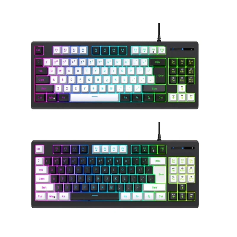 87-Key RGB Gaming Keyboard – USB Wired Membrane Keyboard