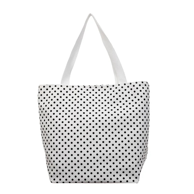 Canvas Polka Dot Large Tote Bag – Shoulder & Commuter Bag