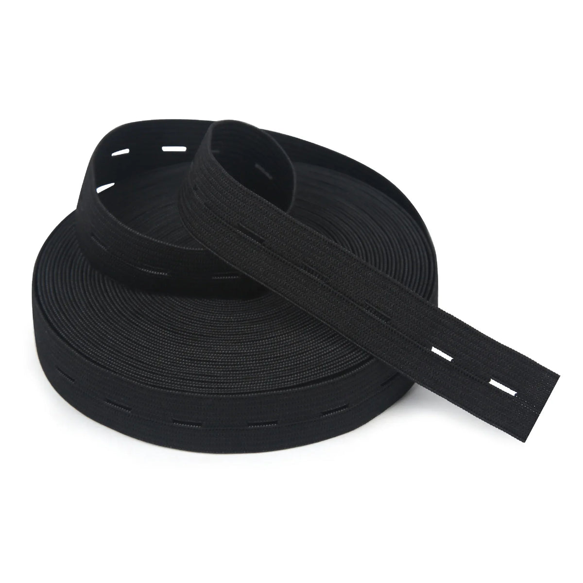Black & White Elastic Band with Buttonholes – Flat Drawstring