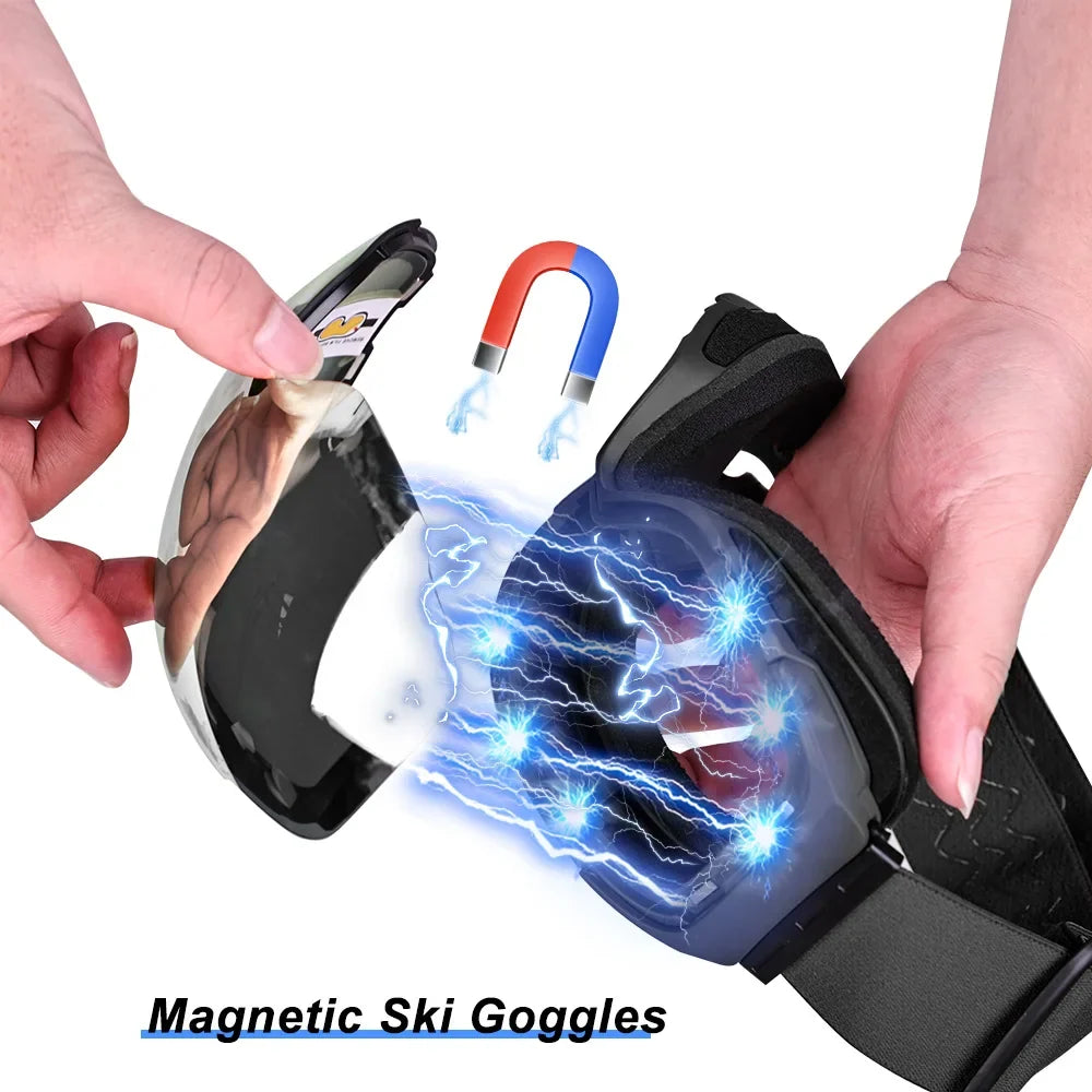 X-TIGER Magnetic Ski Goggles – Anti-Fog UV400 Snowboard Set