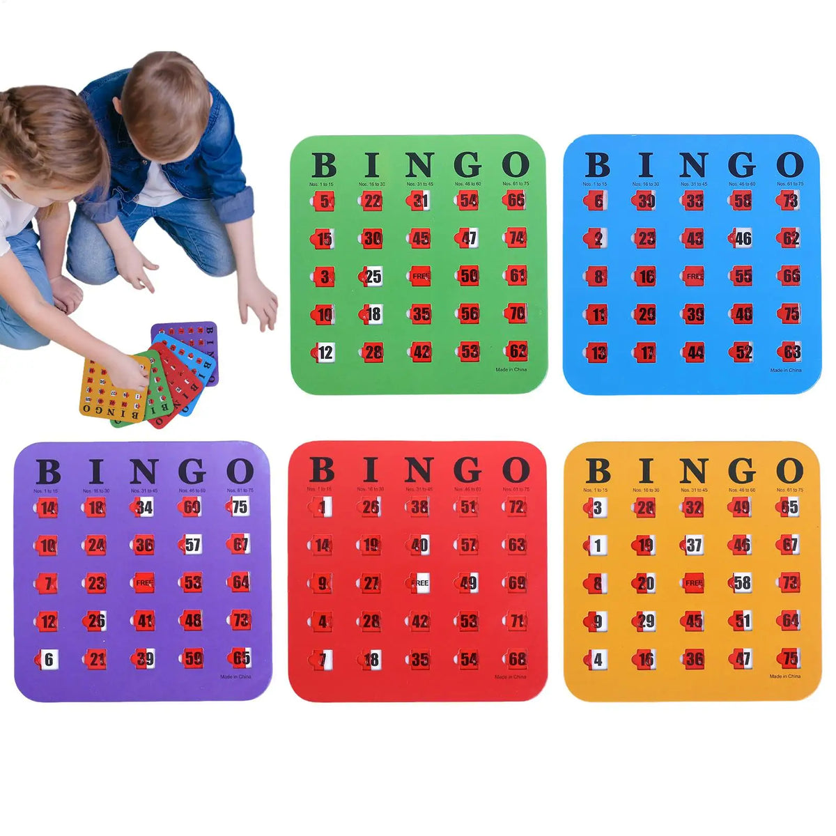 5-Pack Sliding Bingo Cards with Sliders | Party Game Set