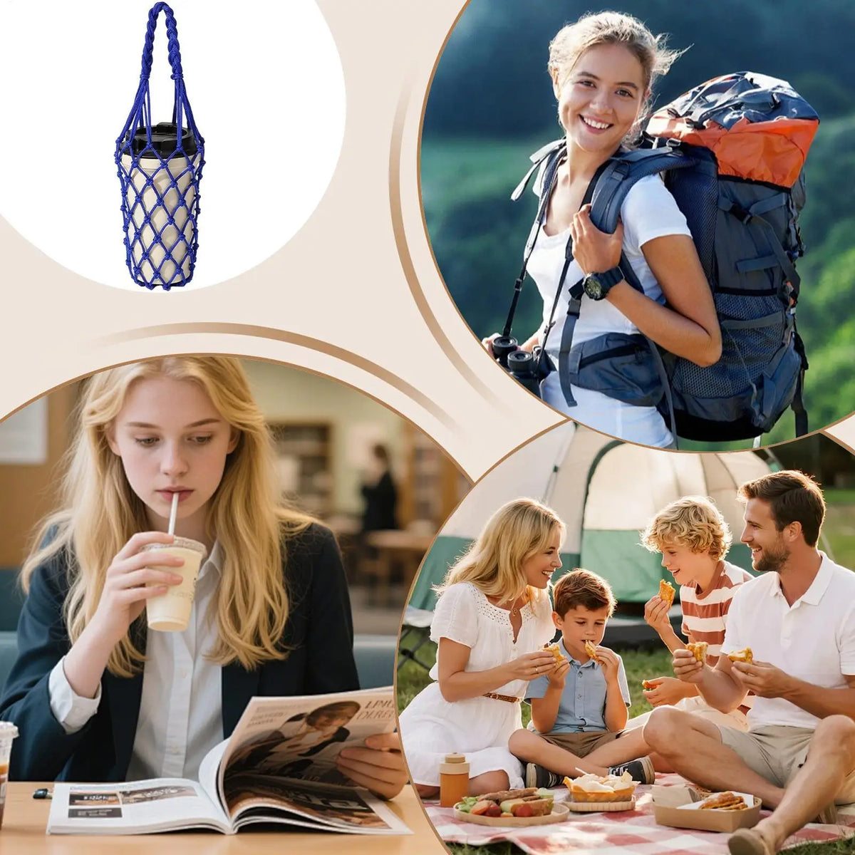 Crochet Mesh Water Bottle Bag Carrier Sleeve | Sports Travel