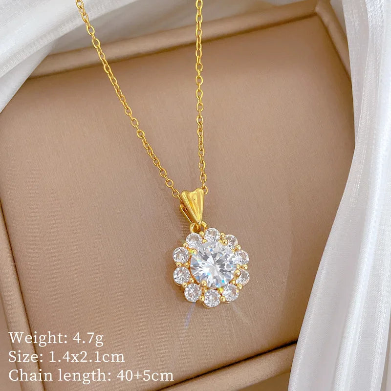 Women's Zircon Collarbone Chain Necklace – Gold & Silver