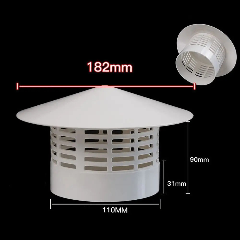 PVC Ventilated Rain Cap 75–200mm Roof Duct Exhaust Vent Hood Cover
