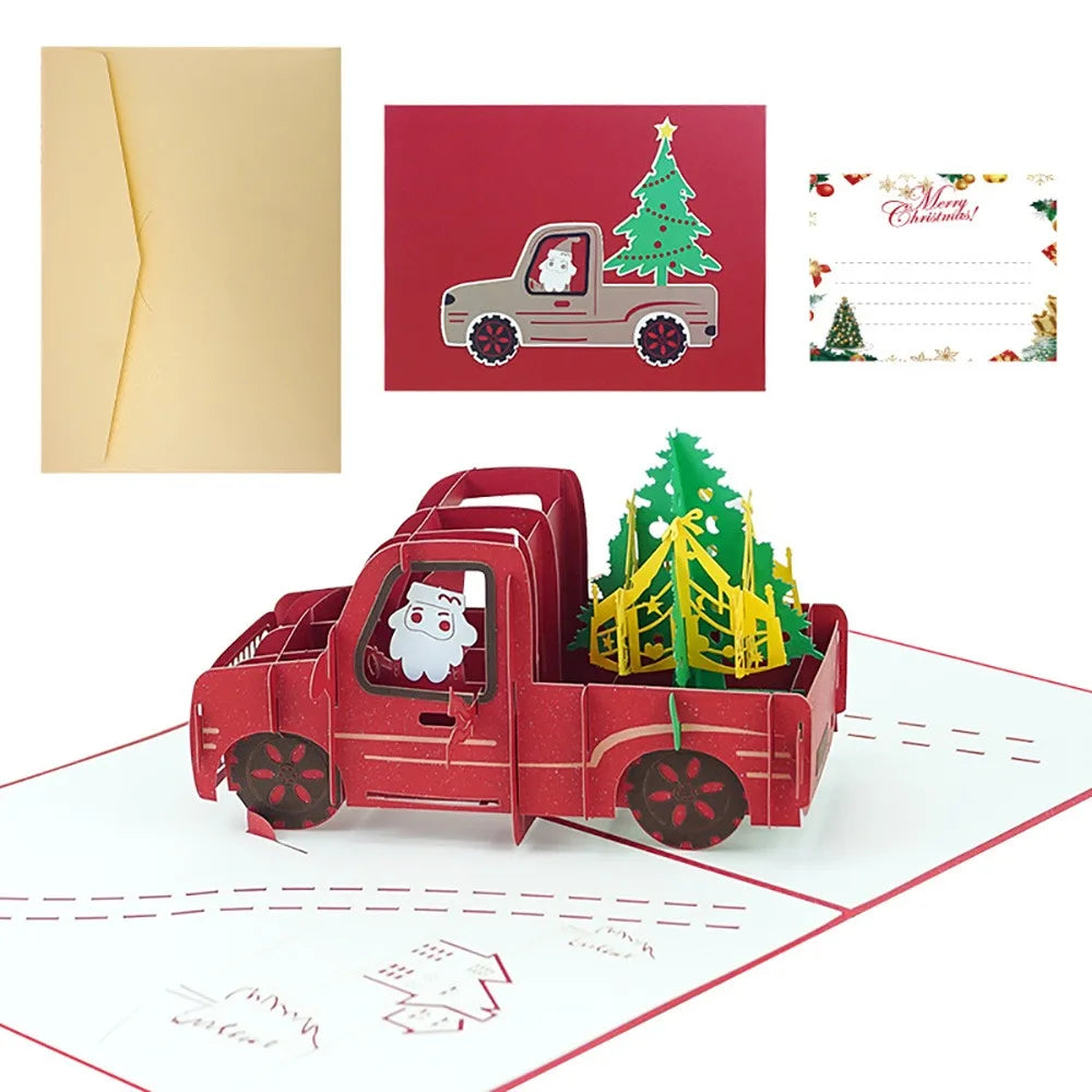 3D Pop-Up Christmas Cards with Envelope – Cartoon Santa
