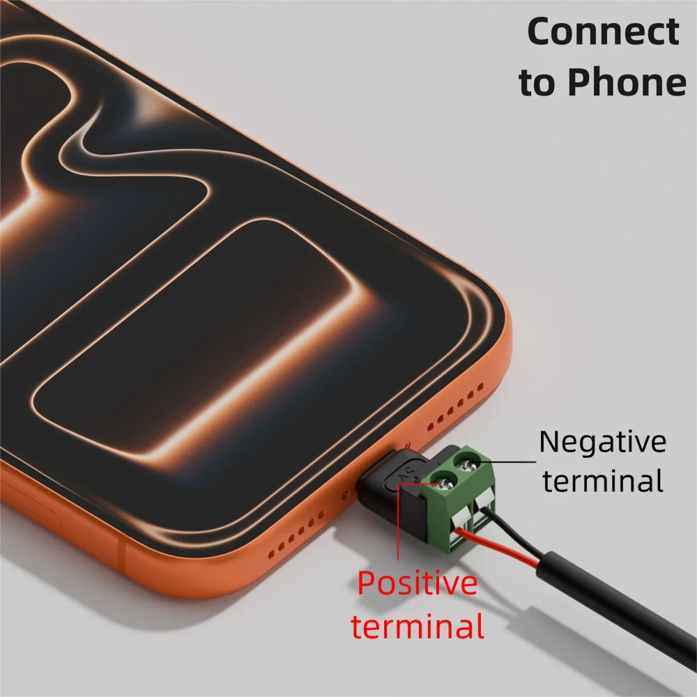 Solderless USB-C to 2-Pin Terminal Block Adapter 5V Screw Type
