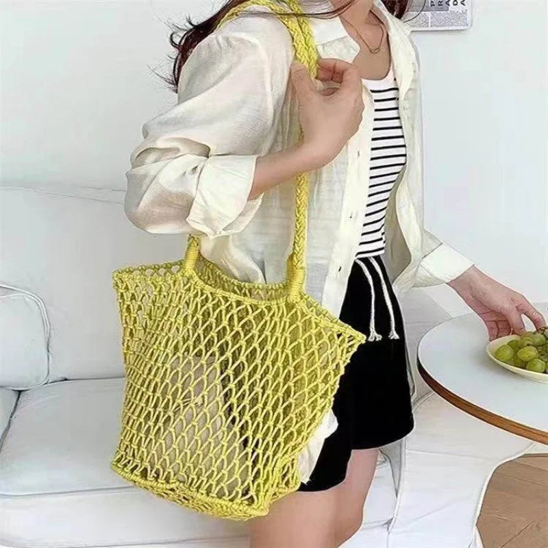 Nixie Large-Capacity Hollow-Out Woven Shoulder Bag for Women