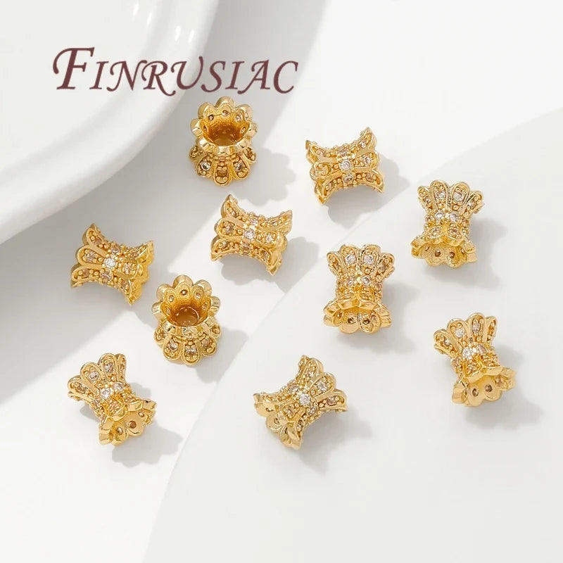 18K Gold Plated Zircon Spacer Beads – Brass DIY Jewelry Making