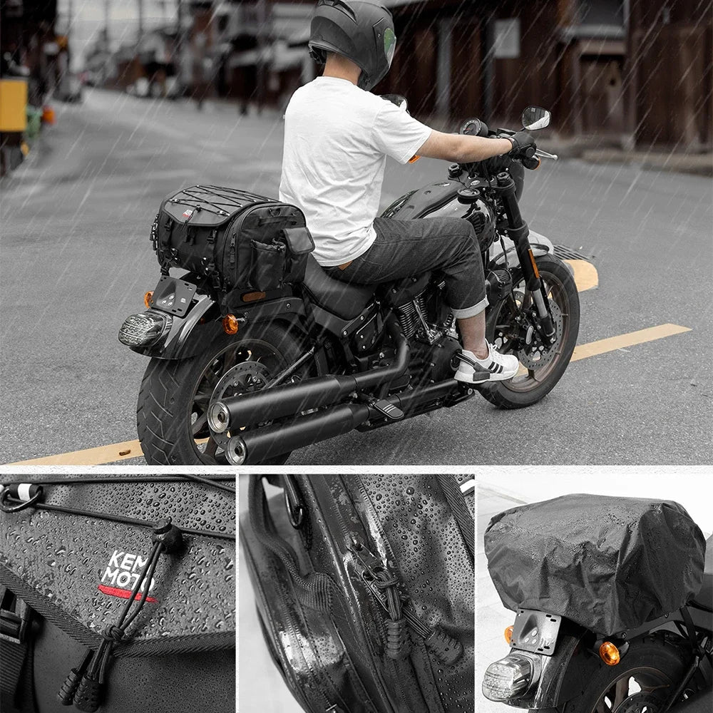 KEMITOUR Expandable Motorcycle Tail Bag – Waterproof PVC Pannier