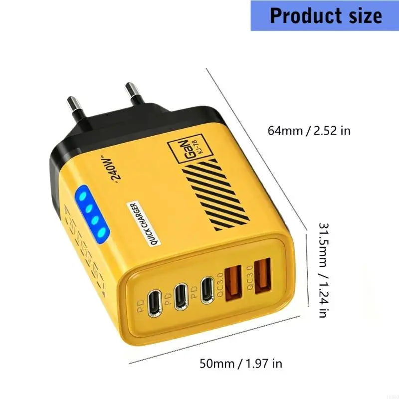 USB + 3-Port PD Fast Charging Hub with LED Indicator