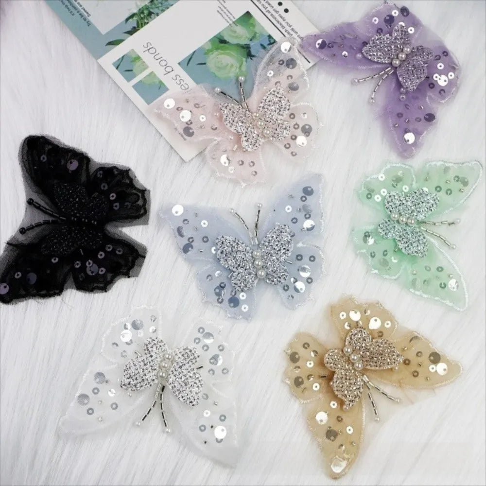 Double-Layer Sequin Butterfly Applique | Gold DIY Clothes Patch