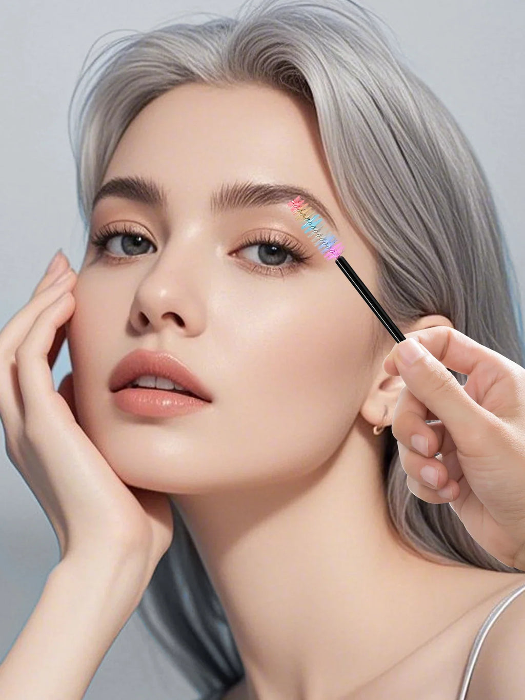 100Pcs Disposable Crystal Mascara Wands & Eyelash Comb Set