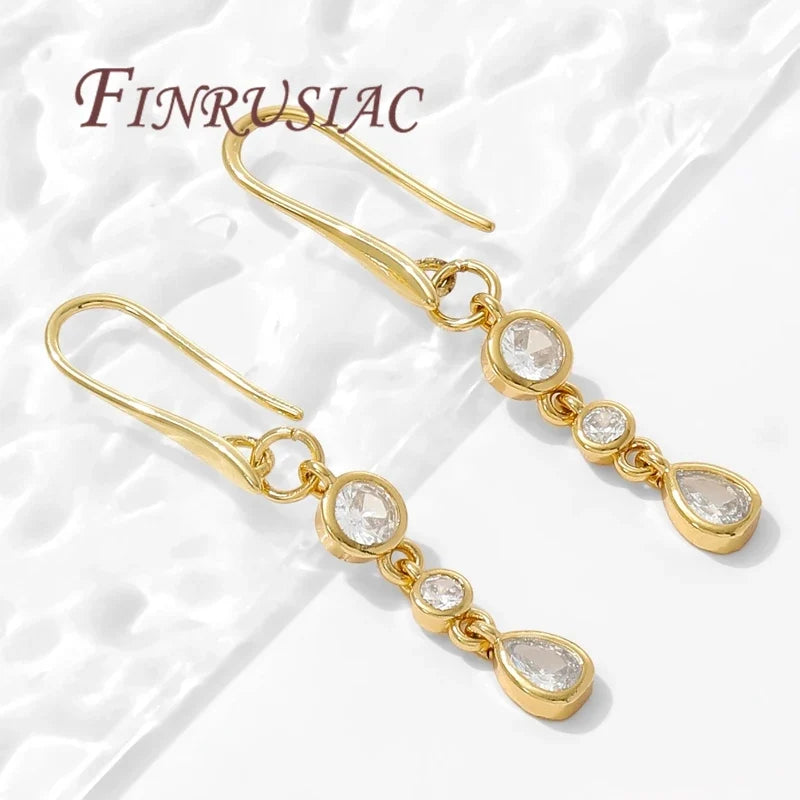 18K Gold Plated Zircon Long Pendant Charm – Necklace & Earring