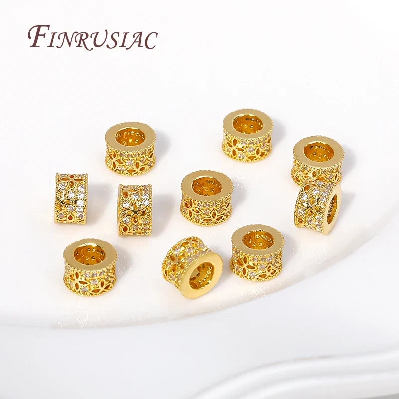 18K Gold Plated Zircon Round Spacer Beads – DIY Jewelry Making