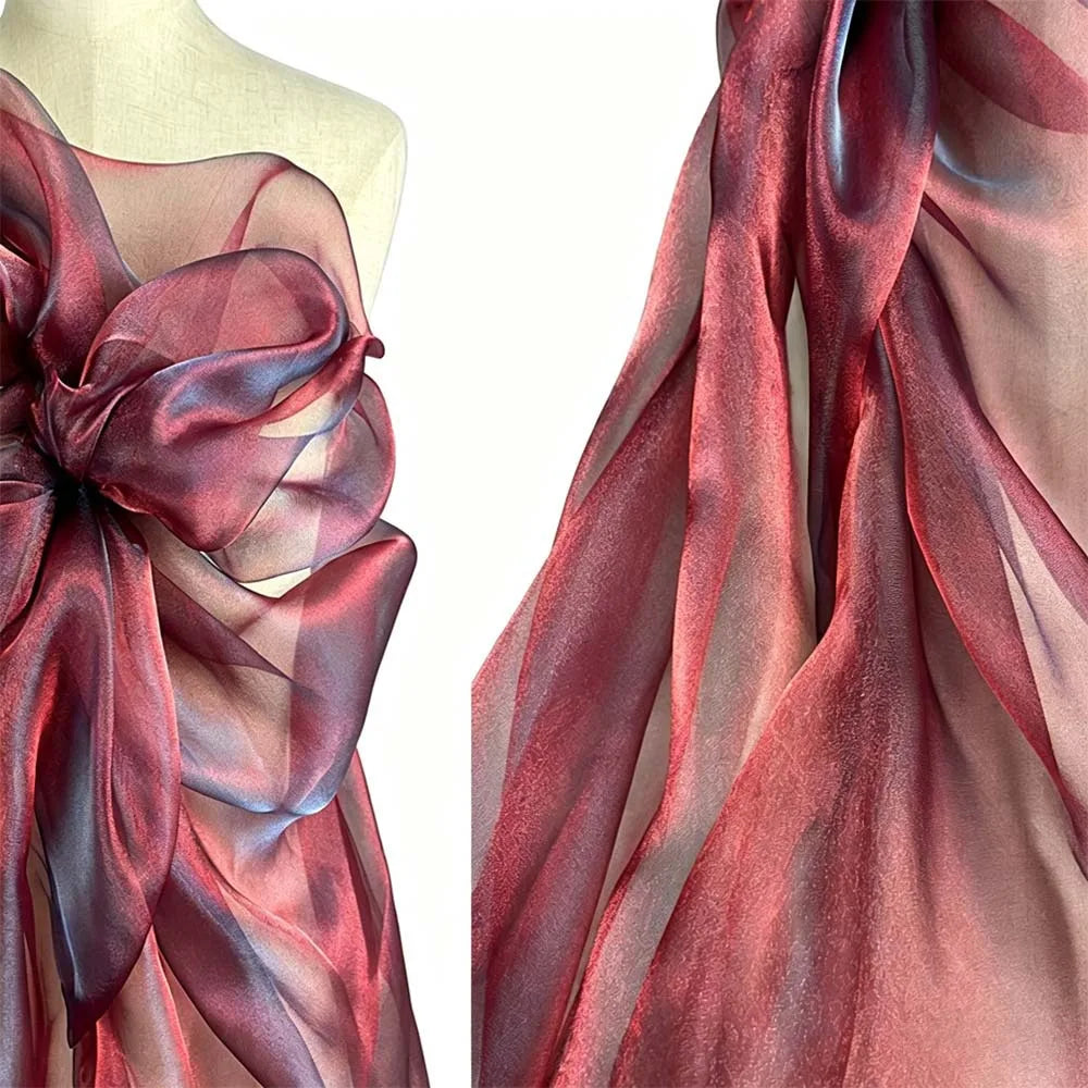 Two-Tone Gradient Organza Fabric 150x100cm – Soft Sheer Yarn