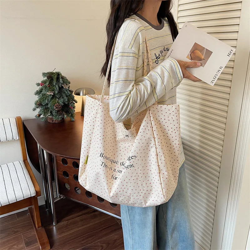 Floral Canvas Tote Bag – Large Women's Commuter Handbag