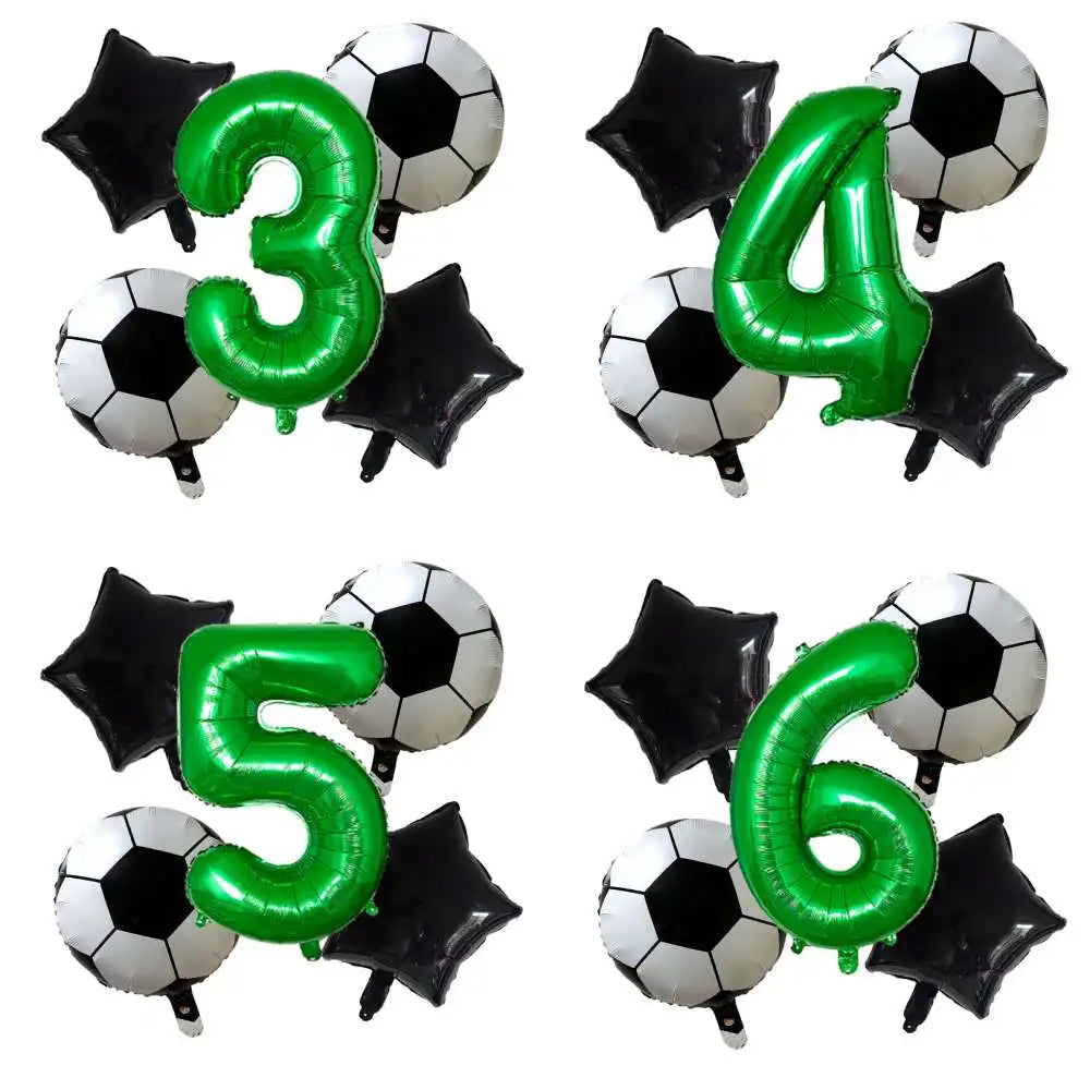 Soccer Birthday Balloon Kit – Foil Football & Number Balloons