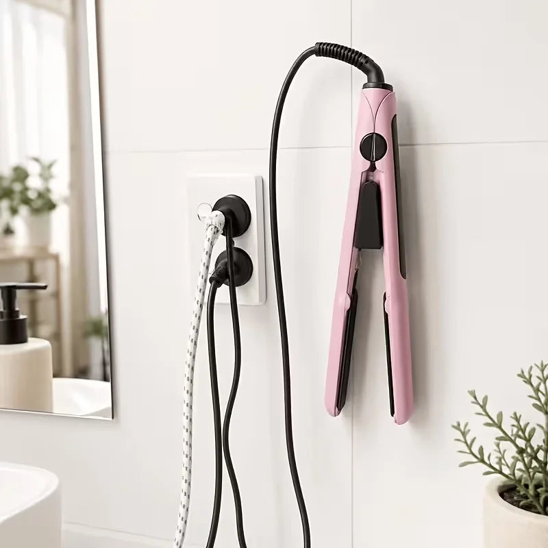 No-Drill Adhesive Wall Hook Heat-Resistant Hair Tool Organizer