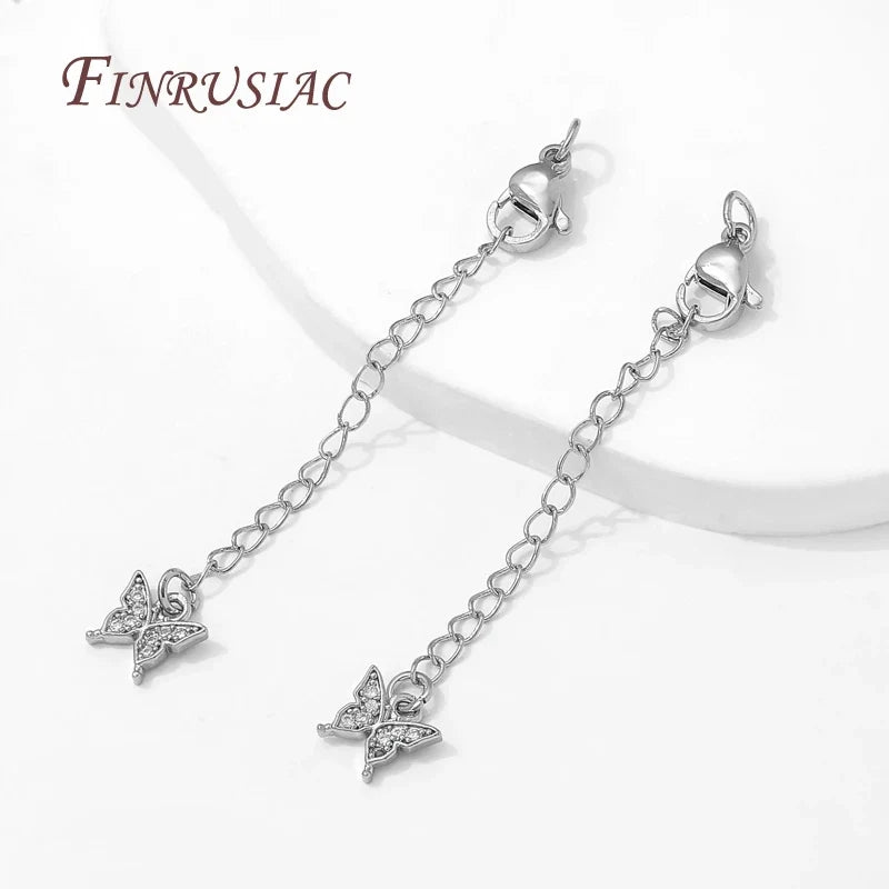 Rhodium Butterfly Extension Chains with Lobster Clasps – DIY Jewelry