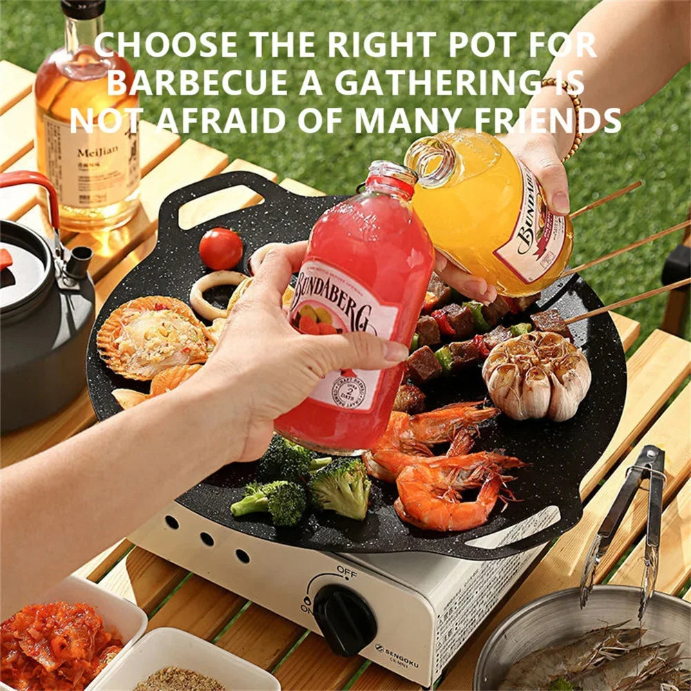 Korean Round BBQ Grill Pan | Non-Stick Maifan Stone 28–34cm