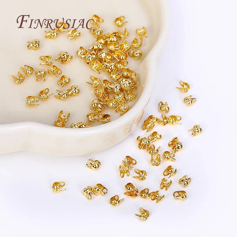18K Gold Plated Ball Chain End Connectors & Crimp Bead Tips