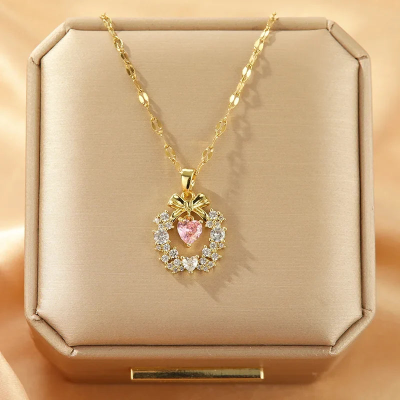 Women's Gold Flower Pendant Necklace | Stainless Steel Chain