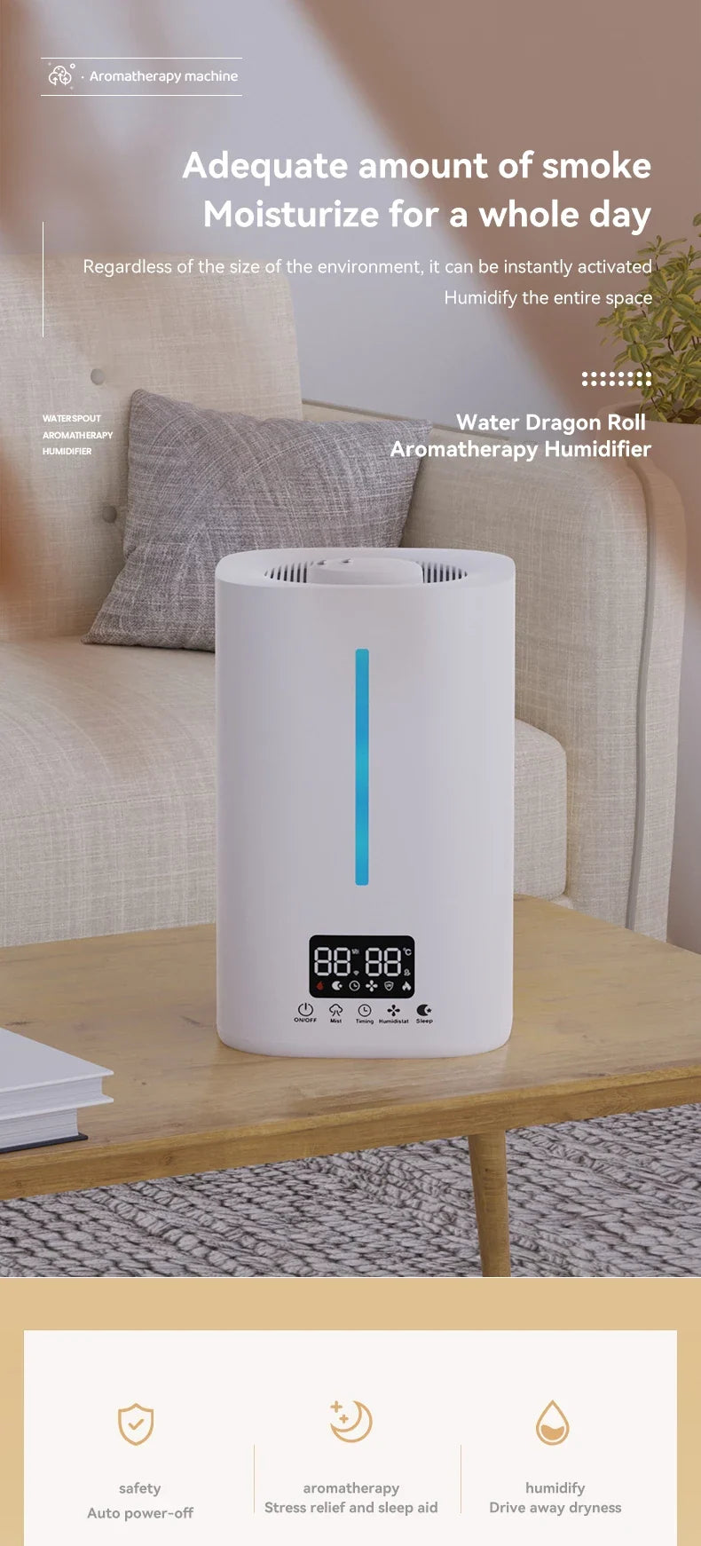 Smart Touch 5L Ultrasonic Cool Mist Humidifier & Diffuser