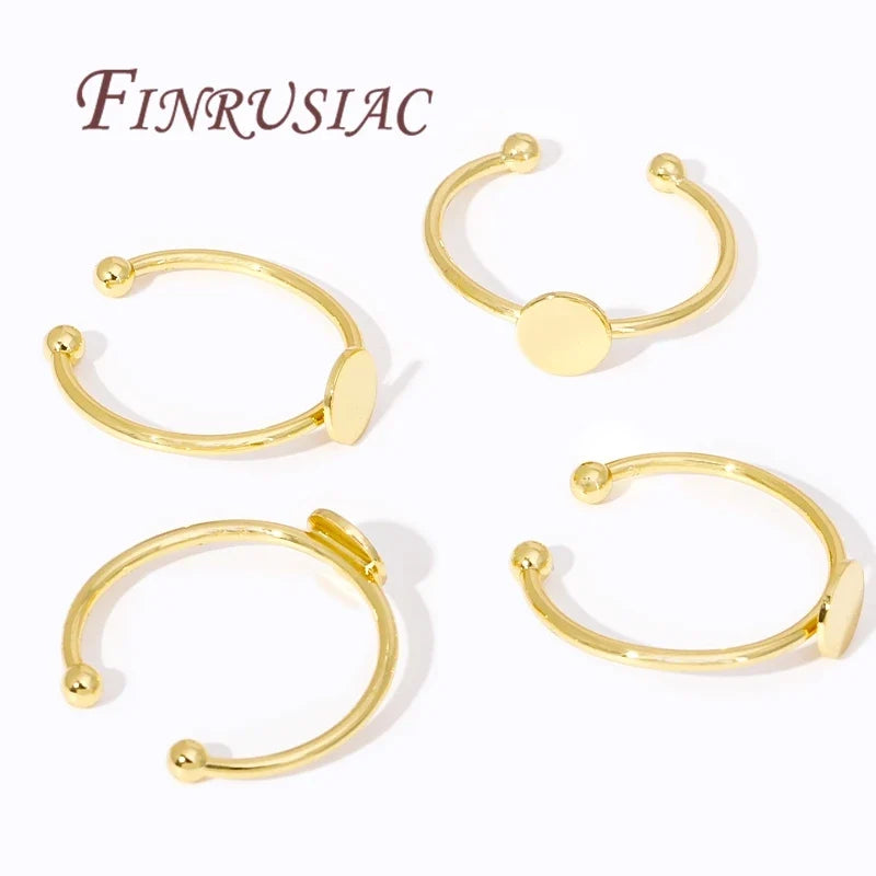 18K Gold Plated Adjustable Ring Blank Bezel – DIY Jewelry