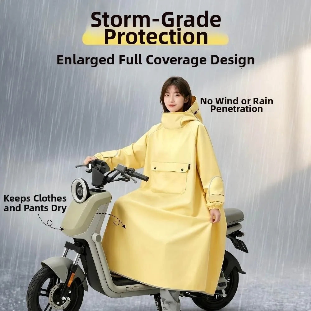 EVA Oxford Cloth Hooded Rain Poncho – Reflective Full-Body