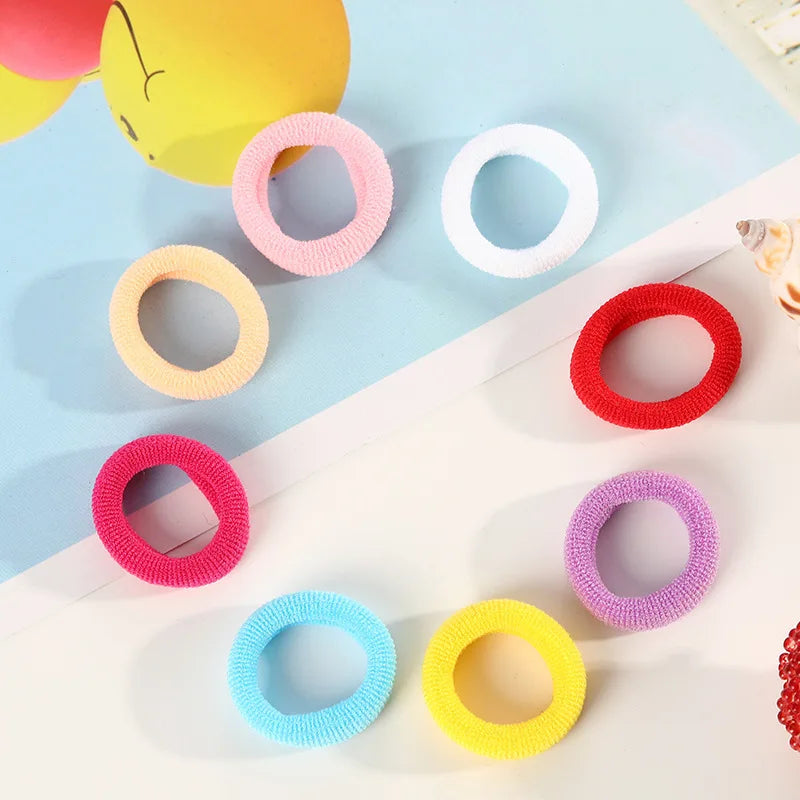 100pcs Mini Elastic Hair Ties Multicolor – Gentle & Secure