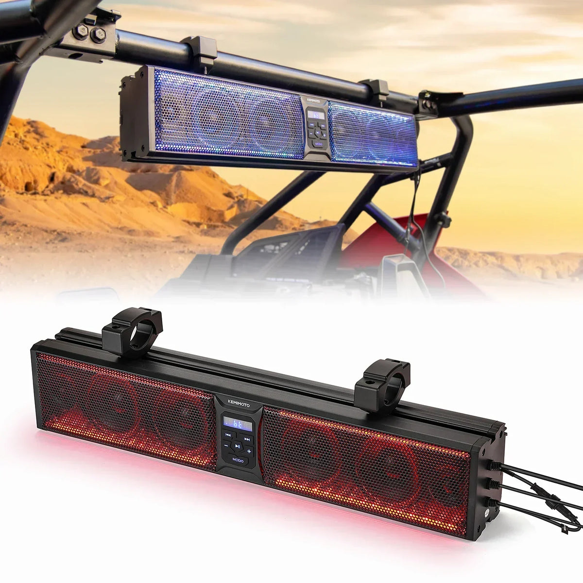 UTV RGB Sound Bar Bluetooth 5.0 | Fits 1.75–2.25" Roll Bars