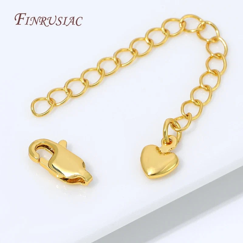 18K Gold Plated Extension Chain – Heart Charm & Lobster Clasp