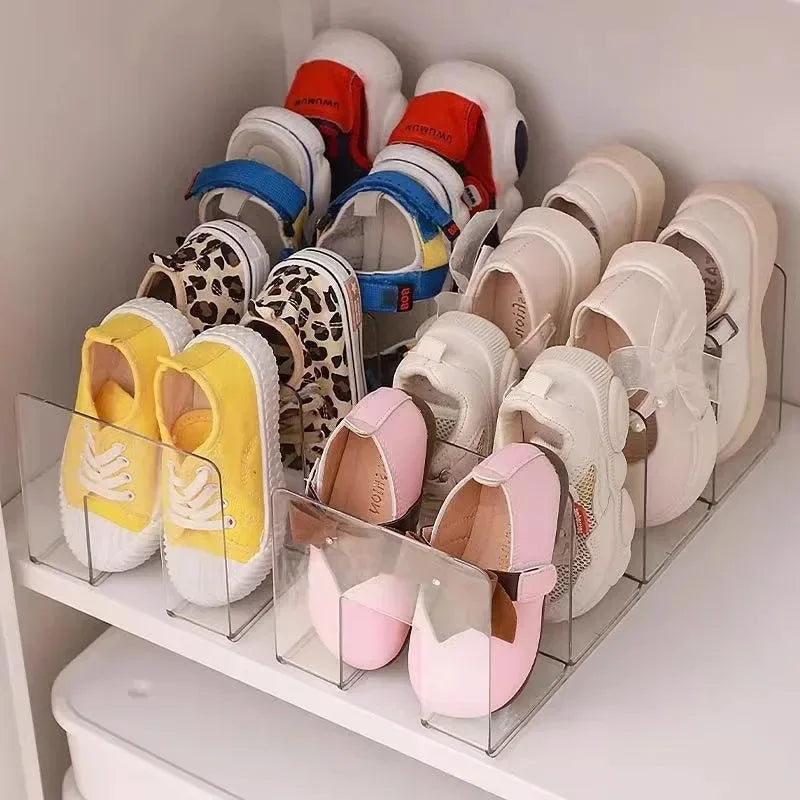 4-Compartment Transparent Kids Shoe Organizer | Acrylic Rack