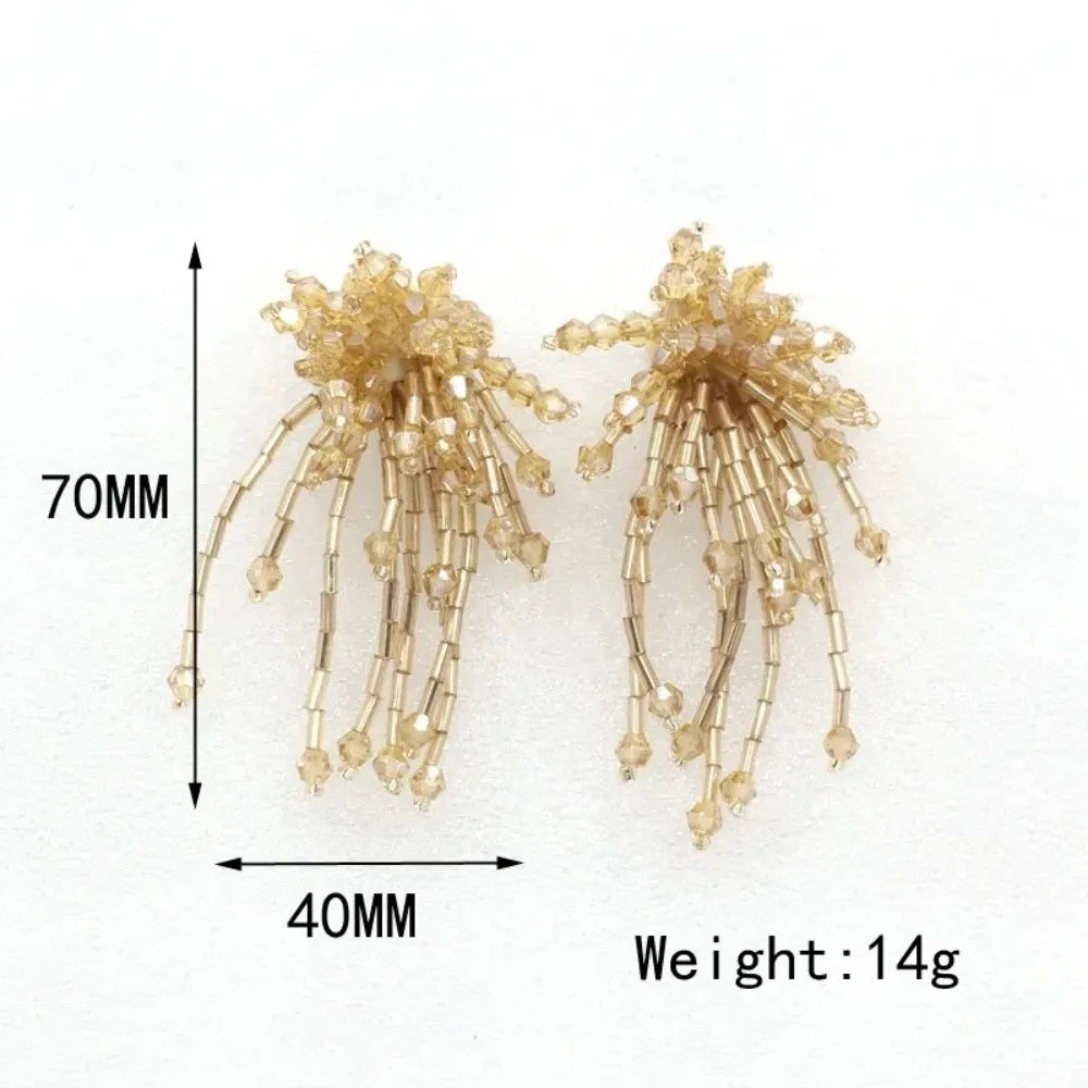 3D Crystal Beaded Flower Patch – Hand-Sewn Glass Bead Appliqué