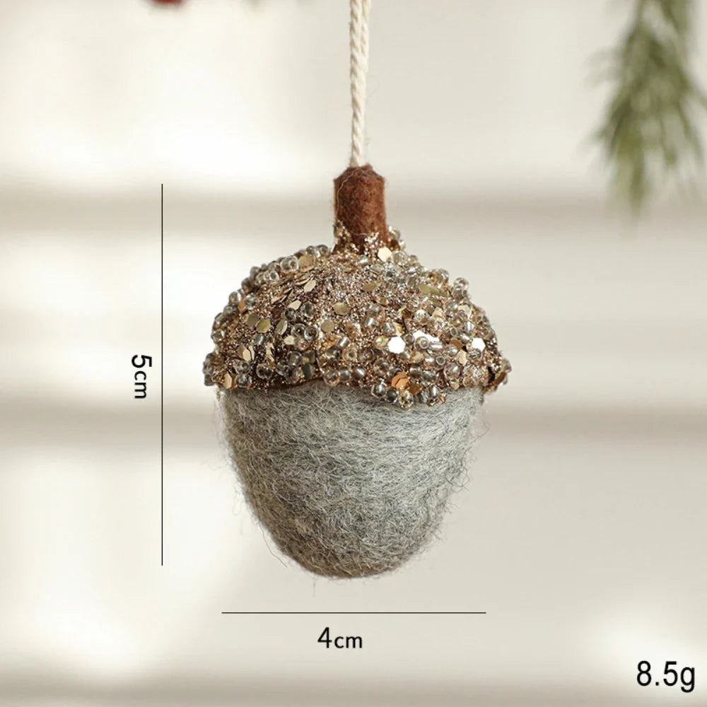 Wool Felt Acorn & Pine Christmas Tree Hanging Ornaments