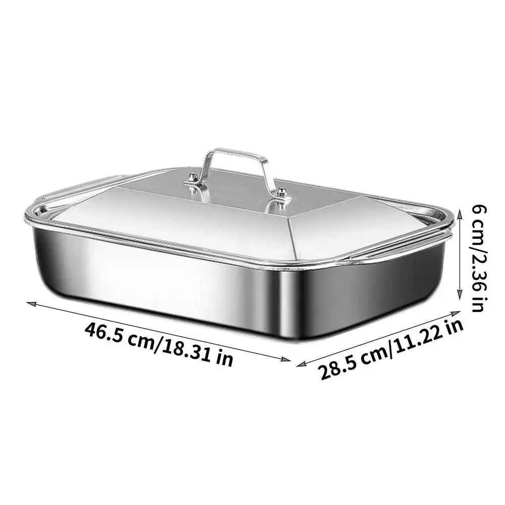 Stainless Steel Baking Pan with Lid | Lasagna & Cake Tray