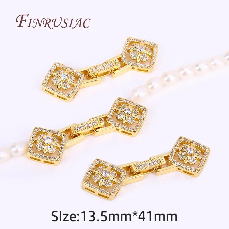 18K Gold Plated Zircon Pearl Clasp | DIY Jewelry Findings