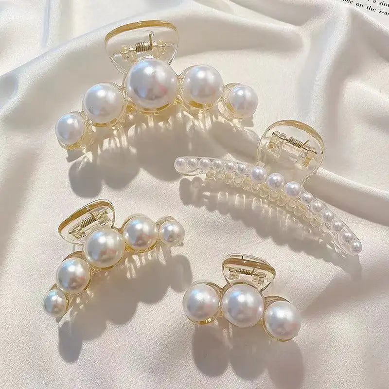 Pearl Hair Claw Clips for Women – Large Korean Shark Barrette