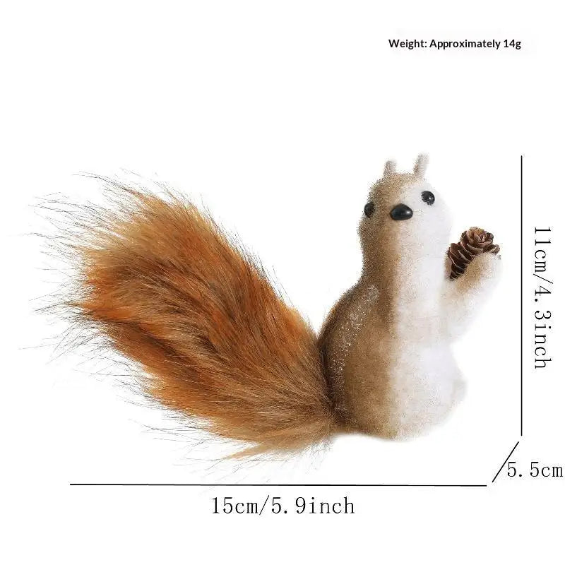 Plush Squirrel Christmas Ornament with Pinecone & Fluffy Tail