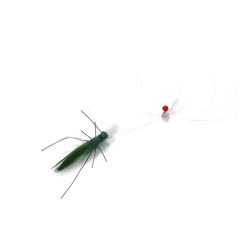 Green Grasshopper Cat Teaser Wand Replacement Head Toy