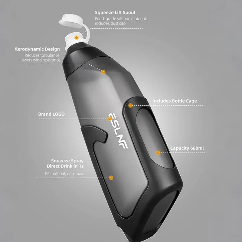 ESLNF 680ml Aerodynamic Cycling Water Bottle with Cage