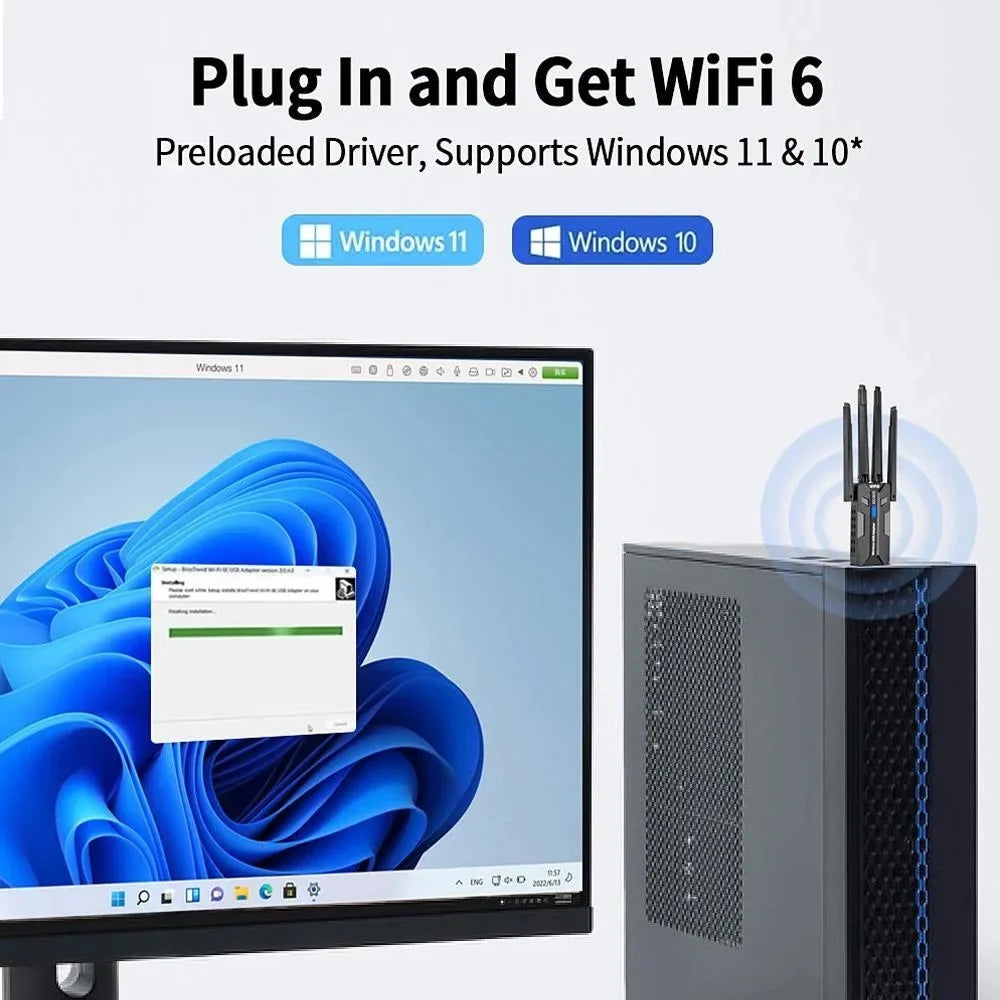 STONEGO WiFi 6 USB 3.0 Adapter 1800Mbps Dual Band 4 Antennas