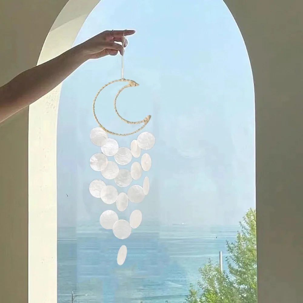 Shell Moon Wind Chimes – Natural Shell Dream Catcher Décor