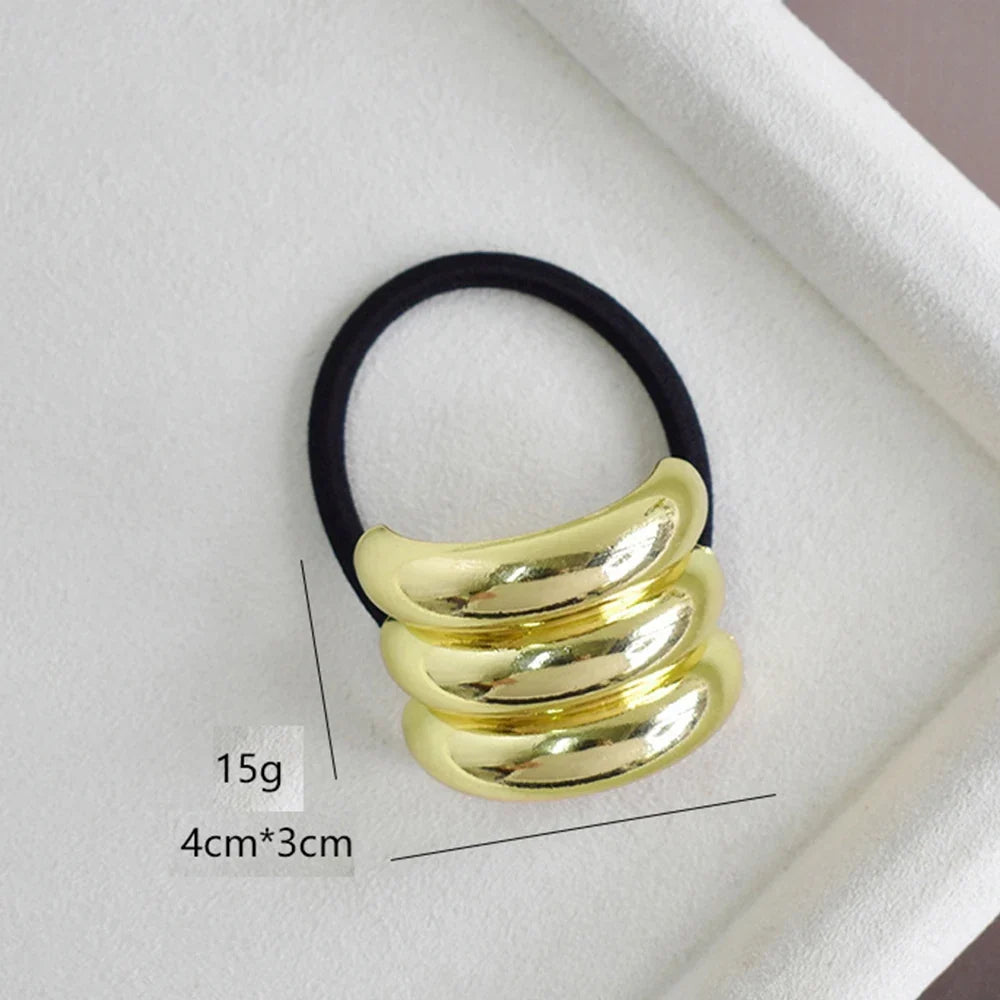 Metal Double-Layer Elastic Hair Bands & Scrunchies for Women