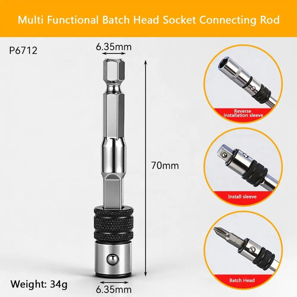 Quick-Release Drill Bit Extension Rod Self-Locking Adapter