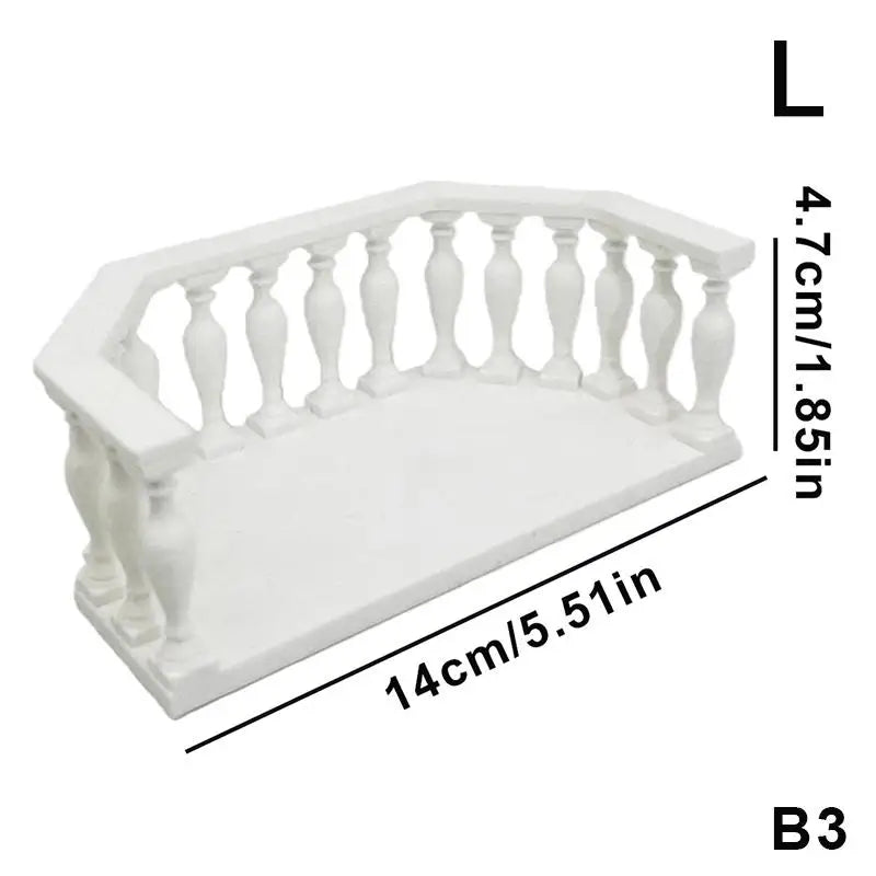 Miniature Dollhouse Balcony with Railing – European DIY Decor